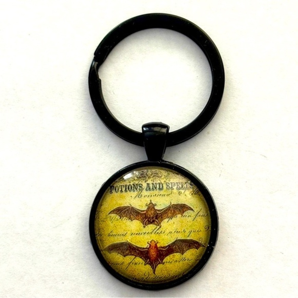 Bats Victorian Print Keychain, NWT, Handmade
